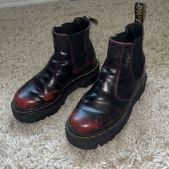 Dr. Martens Burgundy and Red Boots Men’s UK 3 US 4 (Women’s 5) EUC - Picture 1 of 16